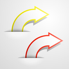 Aufkleber - Round arrow banners set. Direct circle shape. 3d Abstract arrow background. Business infographic presentation diagram. Section compare service trend. Paper arrows index. Exact pointer banner