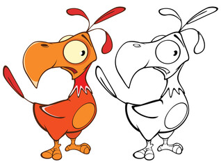 Sticker - Vector Illustration of a Cute Cartoon Character Bird for you Design and Computer Game. Coloring Book