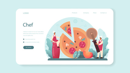 Wall Mural - pizzeria web banner or landing page. chef cooking tasty