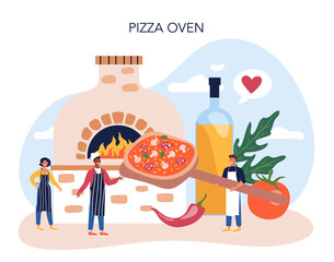 Wall Mural - pizza maker concept. chef cooking tasty delicious pizza.