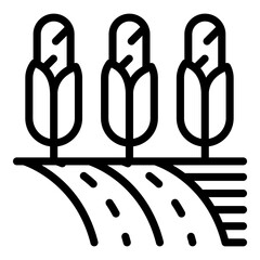Sticker - Farm corn land icon. Outline farm corn land vector icon for web design isolated on white background