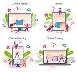 Fototapete - Architecture online service or platform set. Idea of building project