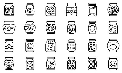 Wall Mural - Pickled products icons set. Outline set of pickled products vector icons for web design isolated on white background