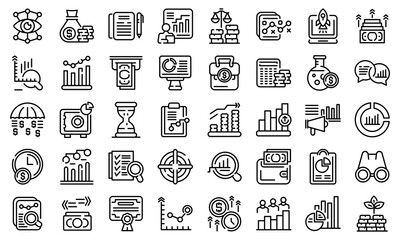 Poster - Market forecast icons set. Outline set of market forecast vector icons for web design isolated on white background