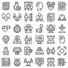 Poster - Contribute work icons set. Outline set of contribute work vector icons for web design isolated on white background