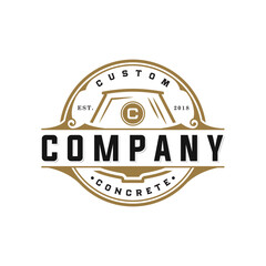 Vector graphic of construction concrete circle logo emblem vintage retro style