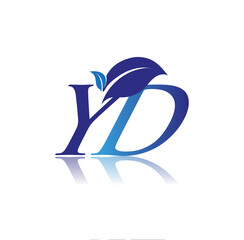 Initial Letter YD With Leaf Logo, colored blue nature and environment logo. vector logo for business and company identity.