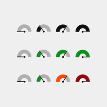 Set of speedometer icons for web, in vectors