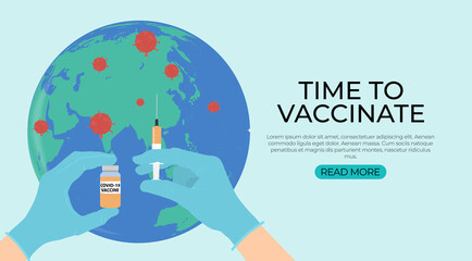 Time to vaccinate 2021 concept.Coronavirus vaccination concept. Vector Illustration eps10