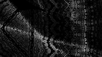 Poster - abstract texture of a smooth shiny fabric with a small oriental pattern on a dark background, 3d rendering