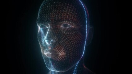 Poster - abstracthuman face hud hologram scanning 4k. high quality 4k footage