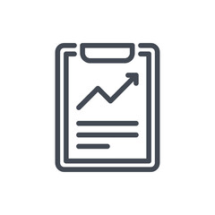 Poster - Strategy and Planning line icon. Clipboard with arrow up vector outline sign.