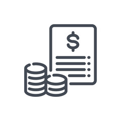 Poster - Accounting and Financial planning line icon. Financial report with stack of coins vector outline sign.