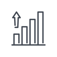 Poster - Graph growth line icon. Chart with arrow up vector outline sign.