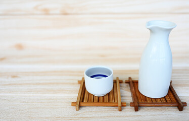 Wall Mural - japanese sake oriental drink style on the table