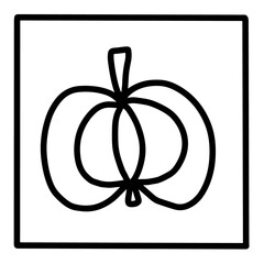 Poster - Pumpkin hand drawn vector icon doodle logo in cartoon style black white contrast