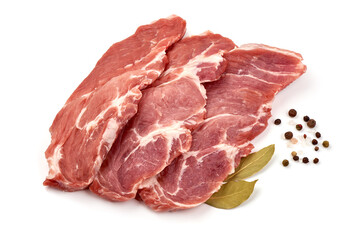 Wall Mural - Raw pork meat, isolated on white background