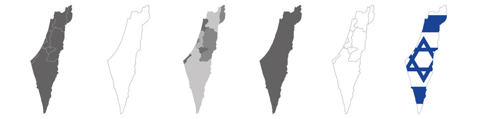 Wall Mural - vector map flag of israel isolated on white background