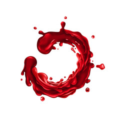 Wall Mural - Cherry juice splash circle on a white background