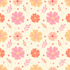 Wall Mural - cute seamless pattern with hand drawn floral ornaments in pastel colors on a light background. for print on fabric, clothing, wrapping paper, wallpaper. for women's day, valentine's day, for wedding