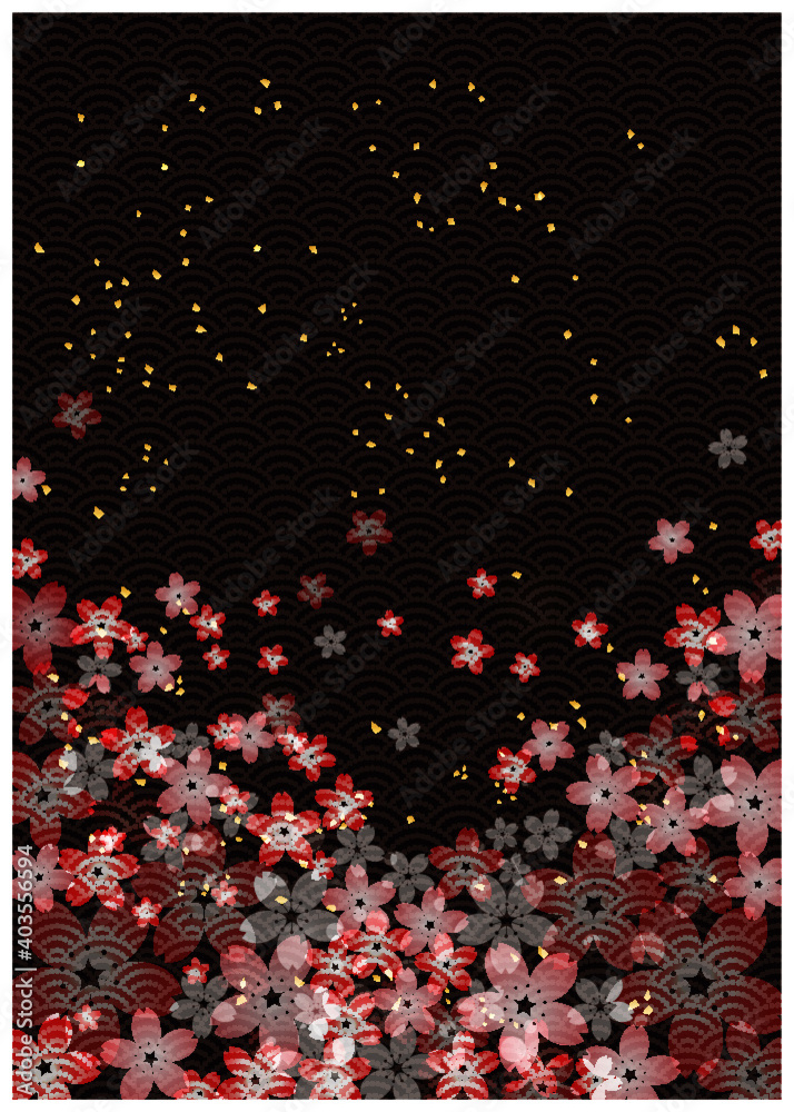 桜_和柄_黒背景_縦型 の Stock ベクター | Adobe Stock