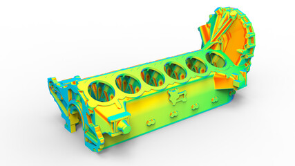 3D rendering - generic engine block finite element analysis