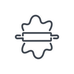 Poster - dough and roller pin line icon. kneading dough vector outline sign.
