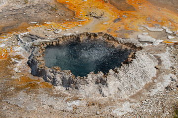 Colorful Geothermal Features, Spring, Geyser in Yellowstone National Park