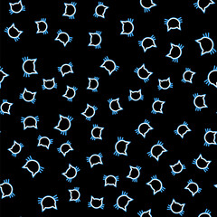 Line Cat icon isolated seamless pattern on black background. Vector.