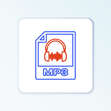 Line MP3 file document. Download mp3 button icon isolated on white background. Mp3 music format sign. MP3 file symbol. Colorful outline concept. Vector.