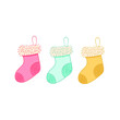 © Elena Nazarova - Three christmas socks isolated in doodle style on white background
