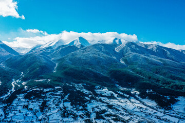 Bulgaria, Pirin mountains, Bansko ski resort, winter. Amazing alpine landscape.