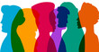 Diverse culture men and women silhouettes. Group of diversity multi-ethnic and multiracial people. Racial equality and anti-racism vector illustration. Multicultural society concept. friendship of peo