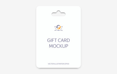 Wall Mural - Mockup realistic gift card white and dark blue colors with shadow for your design, isolated on light background. Realistic mockup gift card. Vector illustration EPS10