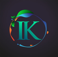 Wall Mural - Initial Letter IK With nature elements Logo, colorful nature and environment logo. vector logo for business and company identity.