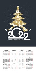 Wall Mural - calendar grid 2022 vertical english vector