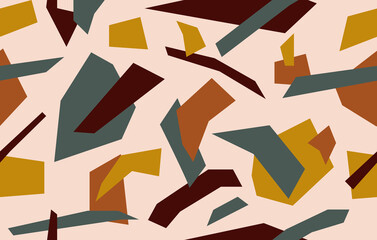 Aufkleber - Modern seamless pattern with colorful geometric shapes.  Abstract collage in minimal flat style. Vector illustration