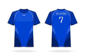 Specification Soccer Sport , Esport Gaming T Shirt round neck Jersey template. mock up uniform . Vector Illustration design