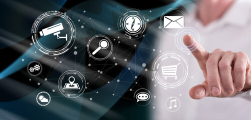 Man touching an apps concept