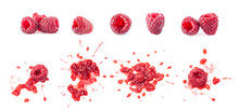 Smashed Raspberries Isolated On White