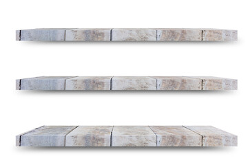 Aufkleber - Shelf wooden isolated on a white background and display montage for the product Embed Clipping Path separate with black shadows.
