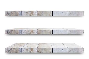 Aufkleber - Shelf wooden isolated on a white background and display montage for the product Embed Clipping Path separate with black shadows.
