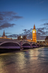Fototapete - The Big Ben and the House of Parliament at night, London, UK