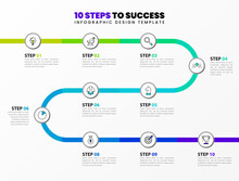 Infographic Design Template. Timeline Concept With 10 Steps