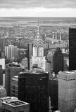 Fototapeta  - New York USA Panorama 2010 Skyline Wolkenkratzer Graustufen schwarz weiß Hochhäuser Manhattan Hudson East River Großstadt Big Apple Downtown Panorama Aussicht Abendlicht Sonne Silhouetten Stadt 