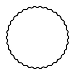 One bold wavy line forming a black circle frame. Circle frame, made by a black serpentine line. Snake-like circular frame, a decorative surround. Isolated illustration on white background. Vector.