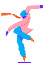 Man Dancing Solo Jazz, In Colorful Clothes