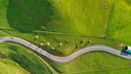 Canvas Print - Aerial view of colourful New Zealand Countryside in spring season