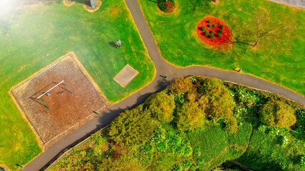 Sticker - Mt Gambier, Australia. Aerial view of Umpherston Sinkhole on a beautiful morning