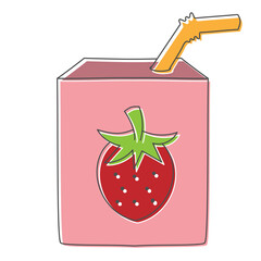 Fototapete - Strawberry juice hand drawn design vector illustration